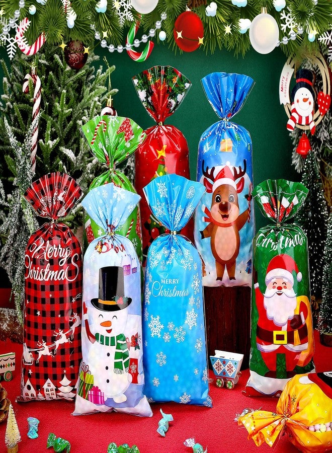 Hotop 160 Pcs Christmas Cellophane Treat Bags with 200 Twist Tie Christmas Goody Bags Holiday Treat Bags Christmas Treat Bags for Party Favors Treats Candy Gifts Holiday Christmas Goodie Bags - Image 3